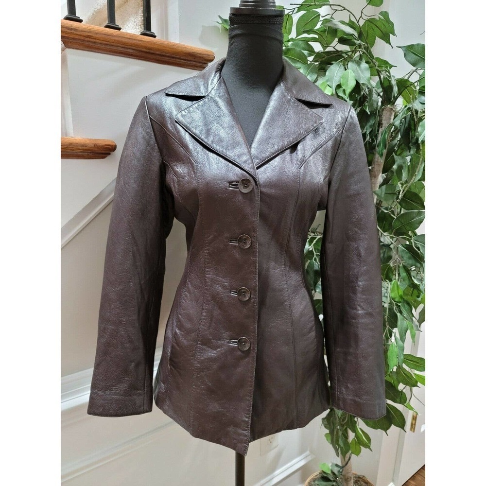 Pelle Studio Women's Black 100% Leather Long Sleeve Buttons Style Jacket S
